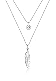 Elli Collares Mujeres Pluma Boho con Cristal en Plata de Ley 925