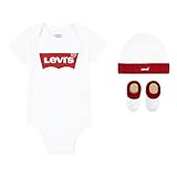 Levi's Classic batwing infant hat bodysuit bootie set 3pc Bebé-Niños Blanco (White) 6-12 meses