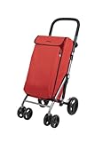 Carlett - Carro de la Compra, Carrito Plegable para Supermercado, con 4 Ruedas y Gran Capacidad 25kg, Bolsa Principal 48L, Bolsa Térmica 10L y Tejido Resistente al Agua – Modelo Lite Duo, Color Rojo