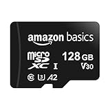 Amazon Basics - MicroSDXC, 128 GB, con Adaptador SD, A2, U3, velocidad de lectura hasta 100 MB/s, Negro