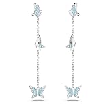 Swarovski Pendientes Lilia, Mariposa, Azules, Baño de rodio