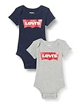 Levi's Batwing 2Pk Bodysuit, Canastilla Para Bebés y Niños Pequeños Unisex bebé, Gris (Gris Brezo), 0-6 meses