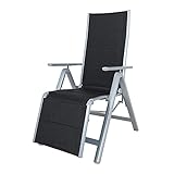 Chicreat - Silla de relax plegable, estructura de aluminio, Plateado/Negro, 67 x 58 x 110cm