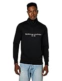 Tommy Hilfiger Hombre Sudadera con Cremallera Mockneck con Media Cremallera, Negro (Black), XL