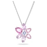 Swarovski Colgante Gema, Tallas mixtas, Flor, Rosa, Baño de rodio