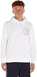 Tommy Hilfiger Hombre Sudadera con Capucha, Blanco (White), XS