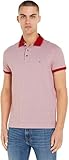 Tommy Hilfiger Men Polo Shirt Mouline Tipped Short-Sleeve Slim Fit, Red (White / Arizona Red Mouline), L
