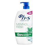 H&S Menthol Fresh Champú Anticaspa 1000ml con Dispensador, para Uso Diario. Hasta 100% de Protección Anticaspa, Clínicamente Probado. Para Todo Tipo de Pelo y Cuero Cabelludo. Frescor, Aroma a Mentol