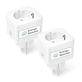 Meross Enchufe Inteligente con Mide el Consumo, Enchufe Bluetooth Alexa 16A con Control Remoto y por Voz, Temporizador, Enchufe WiFi Compatible con Alexa, Google Home y SmartThings, 2 PCS