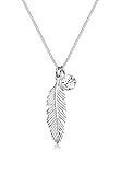 Elli Collares Mujeres Colgante Pluma Boho con Cristal en Plata de Ley 925