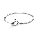 PANDORA Pulsera Corazón T-Bar 599285C00-19 Plata de Ley