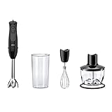 Braun Minipimer 3 Vario MQ 3135 BK, Batidora de Mano con 11 Velocidades, Vaso Medidor de Plástico de 600 ml sin BPA, Potencia 900 W, Negro