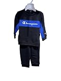 Champion Legacy American Tape-Powerblend Crewneck Set Chandal Bebe, (Nero/BLU Cobalto), 6 Mesi para Bebés