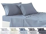 Todocama – Juego de Sábanas de 4 Piezas – Sábana Bajera Ajustable – Encimera - Dos Fundas de Almohada de 50x80cm. (Cama 150-150x190/200 cm, Azul grisaceo)