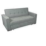 Homey Sofá Cama de 2 Plazas Modelo Aron, Diseño Moderno, Práctico y Funcional, con Reposabrazos, Madera, Gris, 167cm (Largo) x 90cm (Fondo) x 96,5cm (Alto)