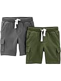 Simple Joys by Carter's Knit Cargo Shorts, Pack of 2 Pantalones Cortos, Verde Oliva/Gris, 2 años (Pack de 2) para Bebés
