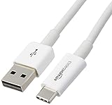 Amazon Basics Cable de carga rápida, USB-C a USB-A 2.0, 480 Mb/s, certificado USB-IF, para Apple iPhone 15, iPad, Samsung Galaxy, tabletas, portátiles, 2.7 m, blanco