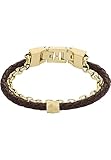 Fossil Pulsera para hombre All Stacked Up de piel marrón, JF04555710