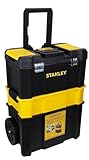 STANLEY Taller Móvil Essential para Herramientas 3 en 1, Caja de herramientas 45cm, Asa Plegable, Organizadores en Tapa, Cierres Metálicos, Ruedas 18cm, STST1-80151