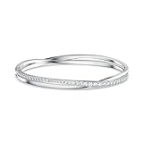 Swarovski Brazalete Twist para Mujer, Con Baño de Rodio, Cristales Blancos, Colección Swarovski Twist