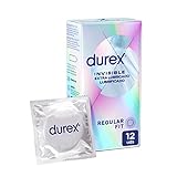 Durex Preservativos Invisible Extra Lubricado, Ultra Fino Diseñado para Maximizar Sensaciones, 12 condones