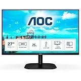 AOC 27B2H- Monitor de 27'Full HD (1920x1080, 75 Hz, IPS, FlickerFree, 250 cd/m, D-SUB, HDMI, VGA, Low Blue Light) Negro