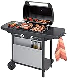 Campingaz 2 Series Classic LX Vario Barbacoa a Gas, BBQ con 2 Quemadores, 7.5 KW, Plancha y Parrilla de Acero Estampado, 2 Mesas Laterales, Color Antracita