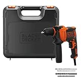 BLACK+DECKER Taladro Percutor con Cable 710W, Portabrocas 13mm, Incluye 4 Brocas, empuñadura lateral y maletín, Velocidad 0-2800 RPM, Impactos 0-47,600 IPM, BEH710K-QS