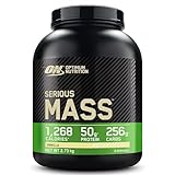 Optimum Nutrition Serious Mass Proteína en Polvo Alta en Calorías, Ganador de Masa Muscular con 25 Vitaminas y Minerales, Monohidrato de Creatina y Glutamina, Sabor Vainilla, 8 Dosis, 2,73 kg