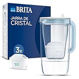 BRITA Jarra de cristal azul (2,5L) incluye 3 cartuchos de filtro de agua BRITA MAXTRA PRO All-in-1 - con LED inteligente, reduce la cal, el cloro, metales pesados y otras impurezas