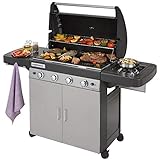 Campingaz 4 Series Classic LS Plus Barbacoa a gas, 4 quemadores de acero Inoxidable, 12.8kW, Sistema de limpieza InstaClean, 4 Ruedas, Color Negro, Gris, 160 x 59.8 x 115.6 cm