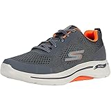 Skechers Go Walk Arch Fit Idyllic, Zapatillas Hombre, Ribete Naranja Sintético Textil Carbón, 44 EU