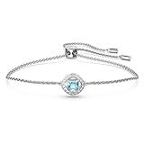 Swarovski Pulsera Angelic Square para Mujer, con Cristal Azul de Talla Cuadrada, en Baño de Rodio, Colección Angelic Square de Swarovski