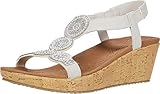 Skechers BEVERLEE DATE GLAM, Sandalias para Mujer, Off White Duraleather/ Clear Rhinestone, 39 EU