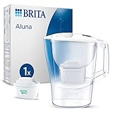 BRITA Jarra con filtro de agua Aluna blanca (2,4 l) incl. 1x cartucho MAXTRA PRO All-in-1:jarra adaptable al frigorífico con LTI digital que reduce cloro, cal e impurezas.