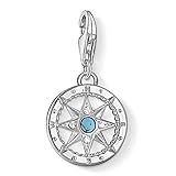 Thomas Sabo Charm Club Colgante charm para mujer en forma de brújula de viaje, plata de ley 925, 1228-405-17