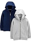 Simple Joys by Carter's 2-Pack Fleece Full Zip Hoodies Fashion, Gris/Azul Marino, 0 Meses (Pack de 2) para Bebés