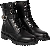 Tommy Hilfiger Mujer Botines de caña baja Buckle Lace Up Botas, Negro (Black), 39 EU