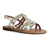 Geox D Sozy S, Sandalias planas Mujer, Lt Gold 000Z0, 41 EU