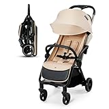 Kinderkraft APINO Silla de Paseo bebé, Carrito, Carro bebé, AUTO FOLDING, Plegado Automático, Carrito bebé, Posición reclinada, Posición Tumbada, Ligero, 7,5g, Impermeable, Carga Máxima 24 kg, Beige