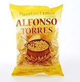 Patatas Fritas con sal. Elaboradas Artesanalmente. Selección de los productos utilizados, buena patata, frita en el mejor aceite nacional, y con el punto de sal. Alfonso Torres. 50 Gr.