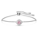 Swarovski Pulsera Colección Angelic Square para Mujer, con Cristal Rosa de Talla Cuadrada, en Baño de Rodio