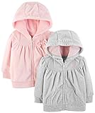 Simple Joys by Carter's 2-Pack Fleece Full Zip Hoodies Baby-Products, Gris Claro/Rosa, 6-9 Meses (Pack de 2) para Bebés