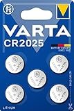 Varta Pila de botón de litio de 3 V Electronics CR2025, pilas de botón en un blíster original de 5 unidades