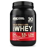 Optimum Nutrition Gold Standard 100% Whey, Proteína en Polvo para Recuperacíon y Desarrollo Muscular con Glutamina Natural y Aminoácidos BCAA, Sabor Fresa Deliciosa, 30 Dosis, 900 g