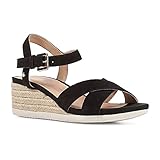 Geox D Ischia Corda, Sandalias Mujer Negro 35 EU