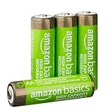 Amazon Basics Pilas AA NiMh recargables de alta capacidad, precargadas, paquete de 4 (el aspecto puede variar)