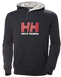 Helly Hansen Logo Hoodie Sudadera para hombre con capucha, sudadera casual de algodón para uso diario y actividades al aire libre