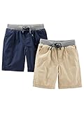 Simple Joys by Carter's Shorts, Pack of 2 Short, Marrón Caqui Claro/Azul Marino, 5 años (Pack de 2) para Bebés