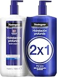 Neutrogena Fórmula Noruega Hidratación Profunda Loción Corporal de Absorción Inmediata (pack de 2 x 750 ml), crema hidratante corporal con tecnología Pro-Ceramida y Glicerina para piel seca